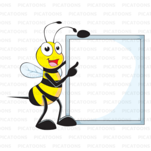 Bee Pointing at a Blank Whiteboard