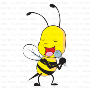 Bee Singing with a Microphone