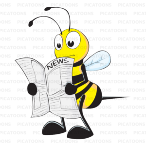 Bee with Wings Reading Newspaper