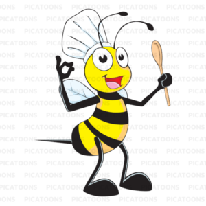 Chef Bee with wooden spoon